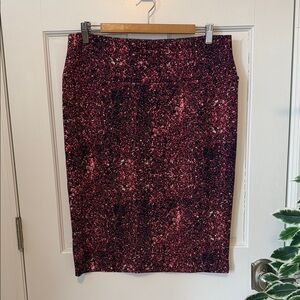 LuLaRoe Pink and Black Textured Pencil Skirt